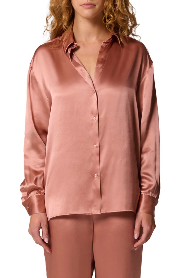 シモーヌペレール レディース トップス シャツ シルク Simone Perele Love Me Silk Blend Button-Up Shirt SMOKEY PINK ピンク|ReVida 店
