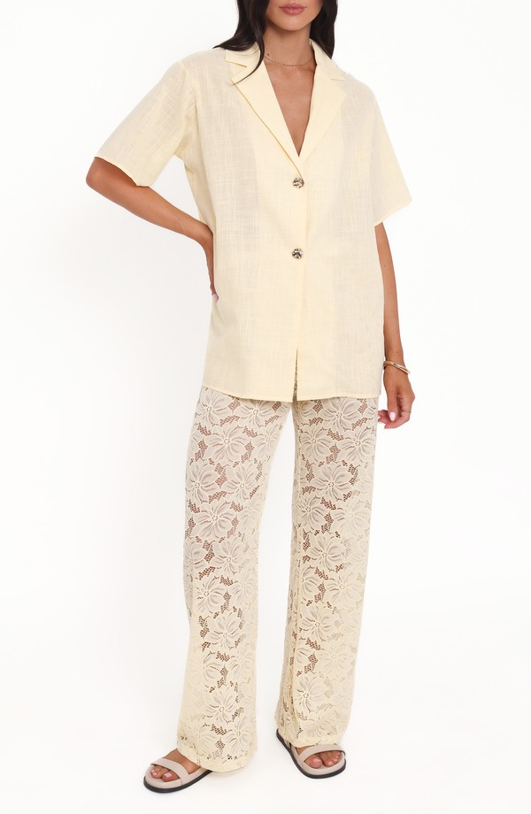 ペタルアンドパップ レディース トップス シャツ パンツ レース Petal & Pup Mindy Woven Shirt & Lace Pants YELLOW イエロー|ReVida 店