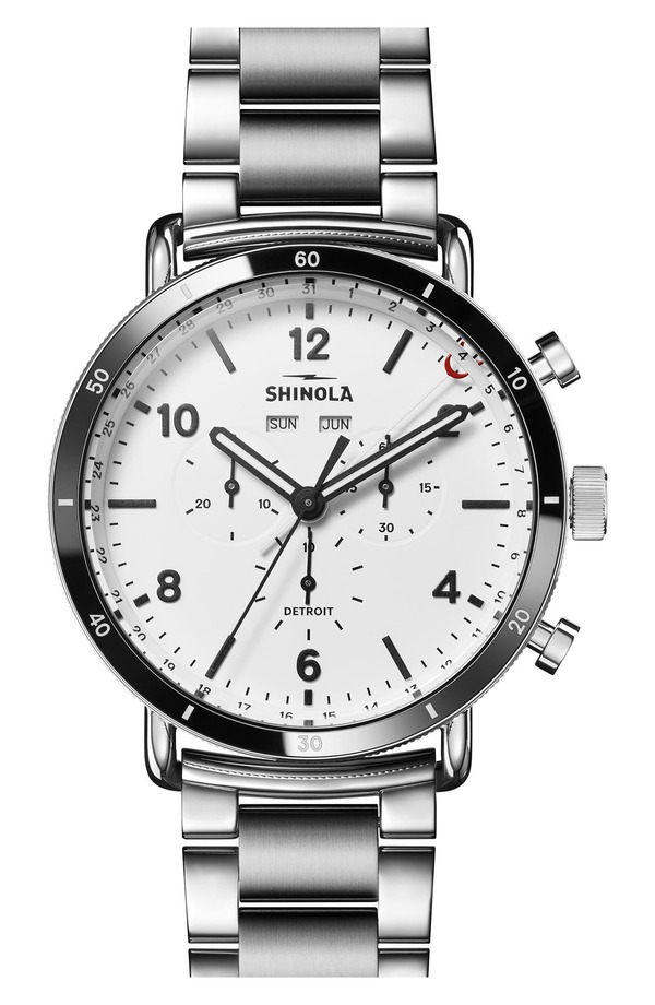 シャイノーラ メンズ アクセサリー 腕時計 Shinola The Canfield Chrono Bracelet Watch 45mm WHITE ホワイト|ReVida 店