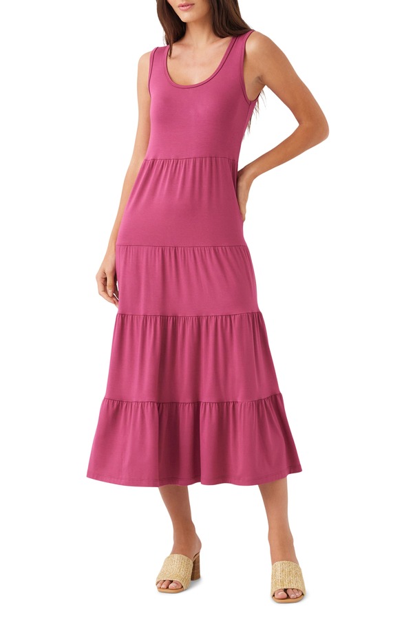 カレンケーン レディース トップス ワンピース ティアード プチ ミディ Karen Kane Tie red Midi Dress (Petite Regular) BERRY｜ReVida 店