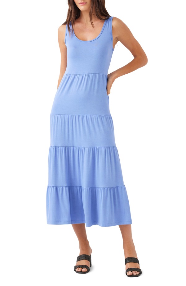 カレンケーン レディース トップス ワンピース ティアード プチ ミディ Karen Kane Tie red Midi Dress (Petite Regular) LIGHT BLUE ブルー|ReVida 店