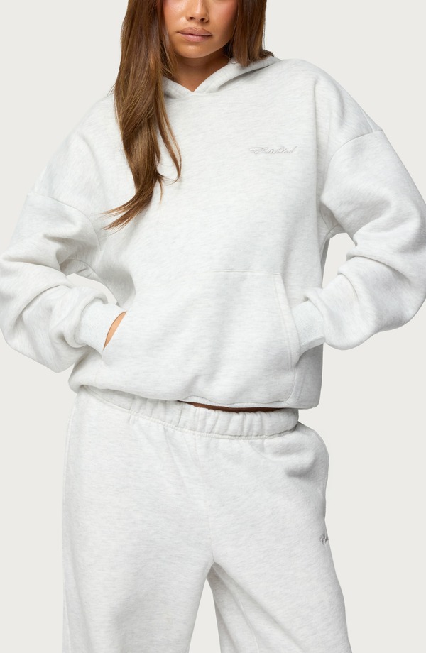 アディクテッド レディース アウター パーカー・スウェット ロゴ フリース EDIKTED Basic Girl Oversize Fleece Logo Hoodie LIGHT-GRAY-MELANGE グレー|ReVida 店