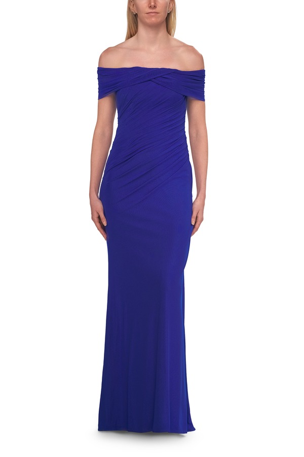 ラフェム レディース トップス ワンピース ギャザー ジャージー La Femme Off-the-Shoulderuched Jersey Gown Royal Blue ブルー｜ReVida 店 64,790円