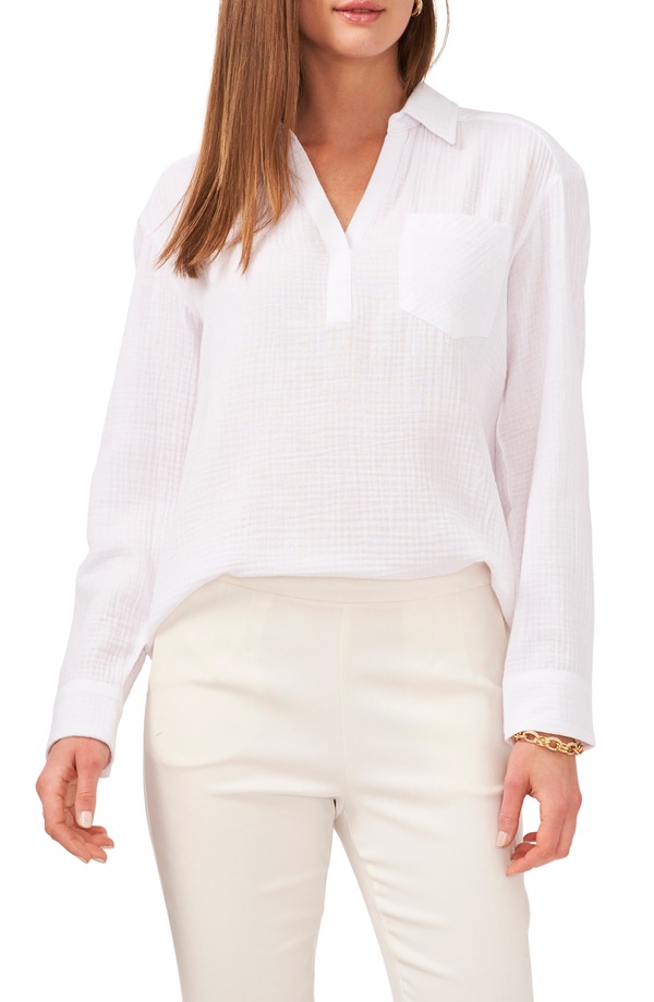 チャウス レディース トップス シャツ Vネック ブラウス Chaus V-Neck Colla red Blouse WHITE ホワイト|ReVida 店