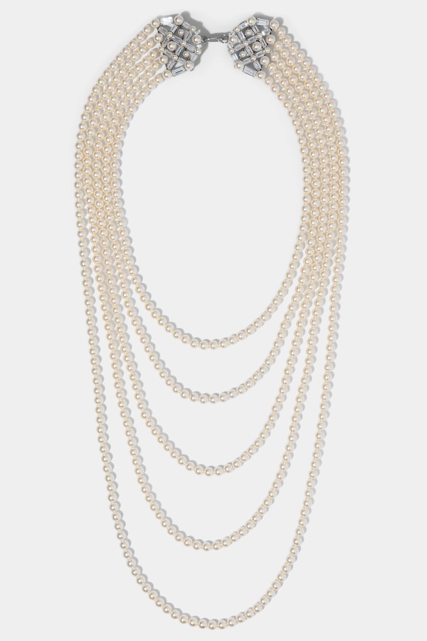 ナディール レディース アクセサリー ネックレス・チョーカー レース Nadringrid Multi Pearl Strandouble Brooch Necklace Rhodium パール|ReVida 店