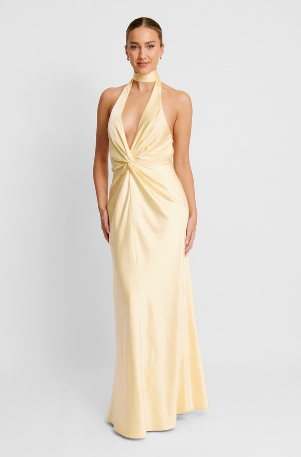 シックスストーリーズ レディース トップス ワンピース サテン Six Stories Plunge Knot Satin Bridesmaidress Lemon｜ReVida 店 46,080円