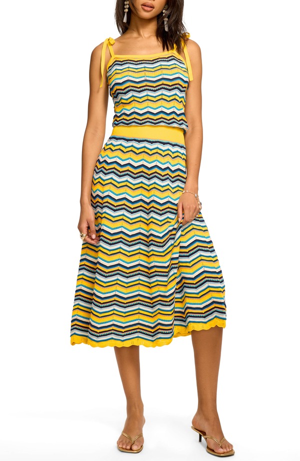 レイミー ブルック レディース トップス ワンピース ミディ Ramy Brook Cali Tie Strap Midi DressUNSHINE CHEVRON|ReVida 店