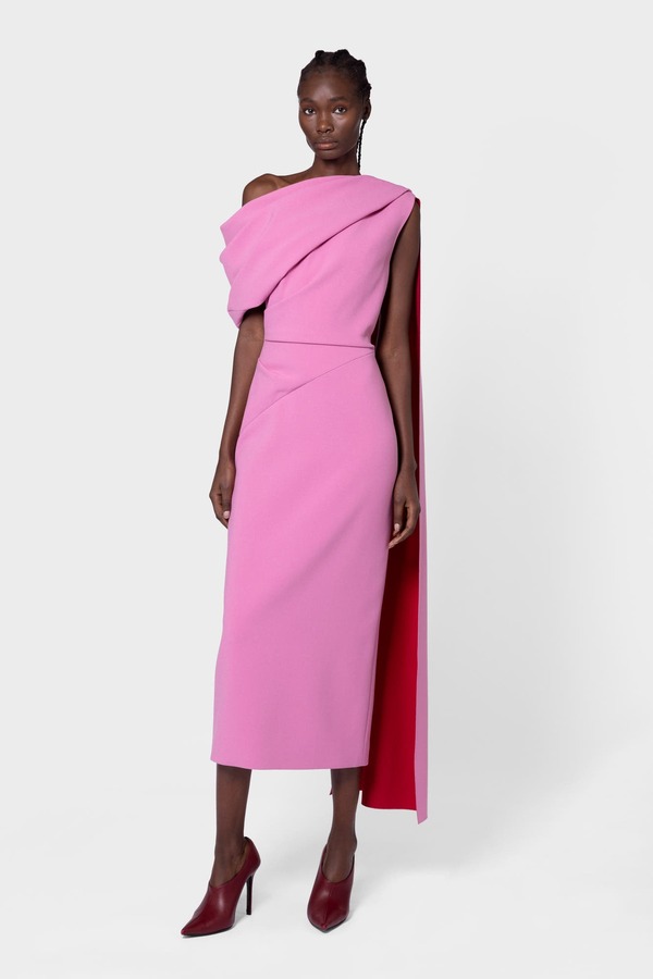 ロクサンダ レディース トップス ワンピース クレープ ミディ Roksanda Maite Pink Crepe One Shoulder Midi Dress Orchid / Amaranthus ピンク|ReVida 店