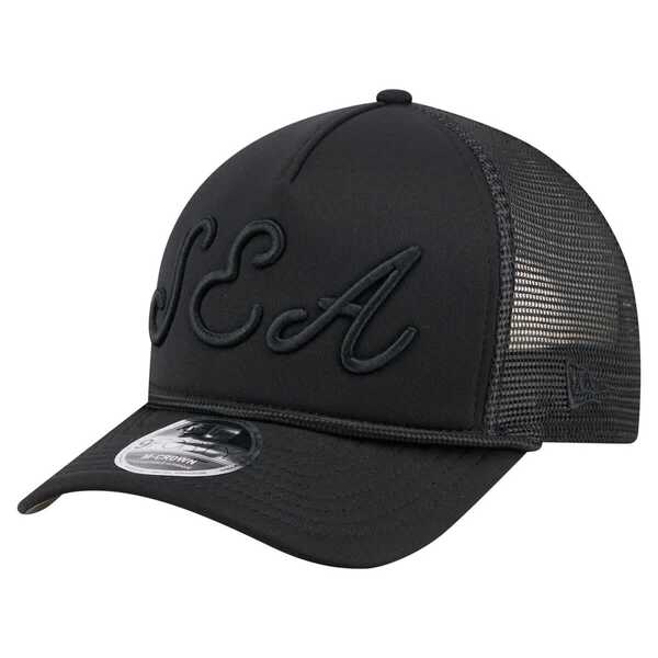 ニューエラ メンズ アクセサリー 帽子 Men's New Era Black Seattle Mariners City Initial 9FORTY A-Frame M-Crown Adjustable Trucker Hat Black ブラック|ReVida 店