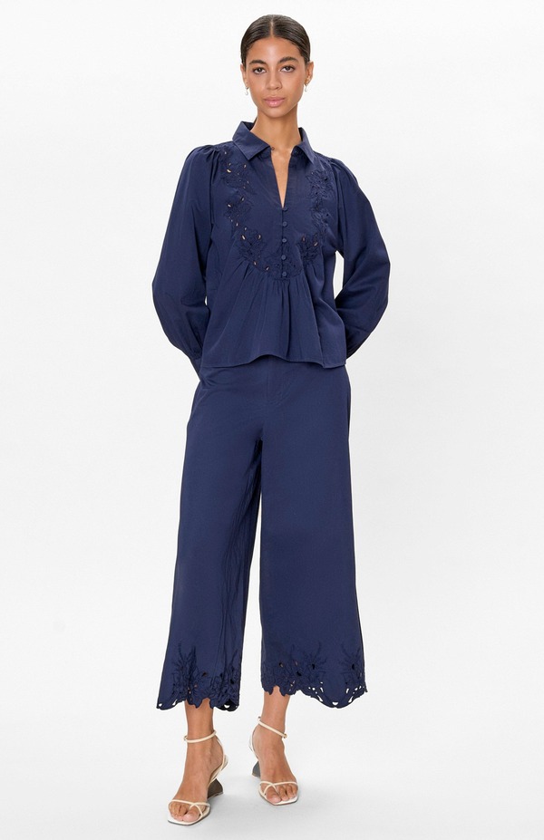 レベッカテイラー レディース トップス シャツ ブラウス Rebecca Taylorachelle Pop Over Blouse Maritime Blue ブルー｜ReVida 店