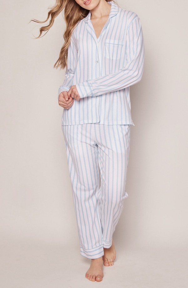 プティットプリュム レディース アンダーウェア ナイトウェア コットン Petite Plume Stripe Classic Pima Cotton Pajamas WHITE ホワイト|ReVida 店