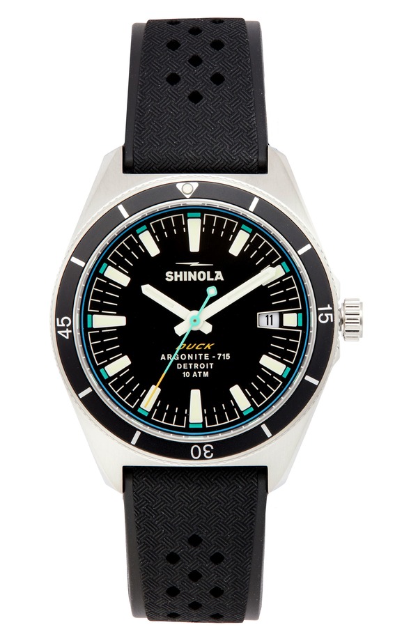 シャイノーラ メンズ アクセサリー 腕時計 Shinola Duck Rubber Strap Watch 40mm BLACK ブラック|ReVida 店