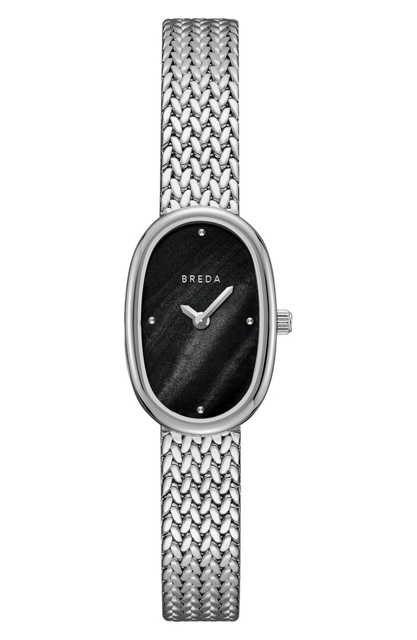 ブレダ レディース アクセサリー 腕時計 メッシュ BREDA Jane Tethe red Oval Mother of Pearl Dial Mesh Strap Watch 18mm STAINLESSTEEL パール|ReVida 店