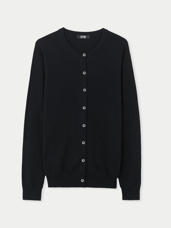 ゴビ カシミヤ レディース アウター パーカー・スウェット クルーネック カーディガン Gobi Cashmere Timeless Cashmere Crewneck Cardigan black ブラック|ReVida 店