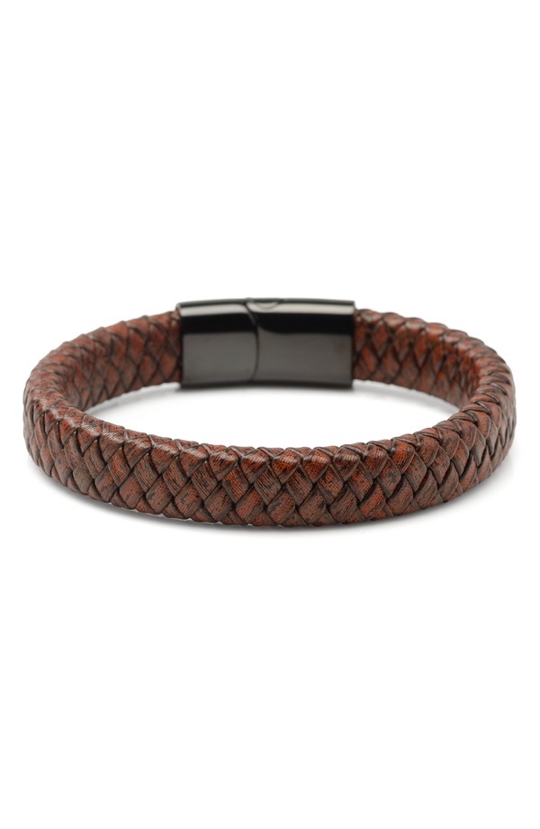 カフリンク メンズ アクセサリー カフスボタン レザー Cufflinks, Inc. Braided Leather Bracelet RED レッド｜ReVida 店
