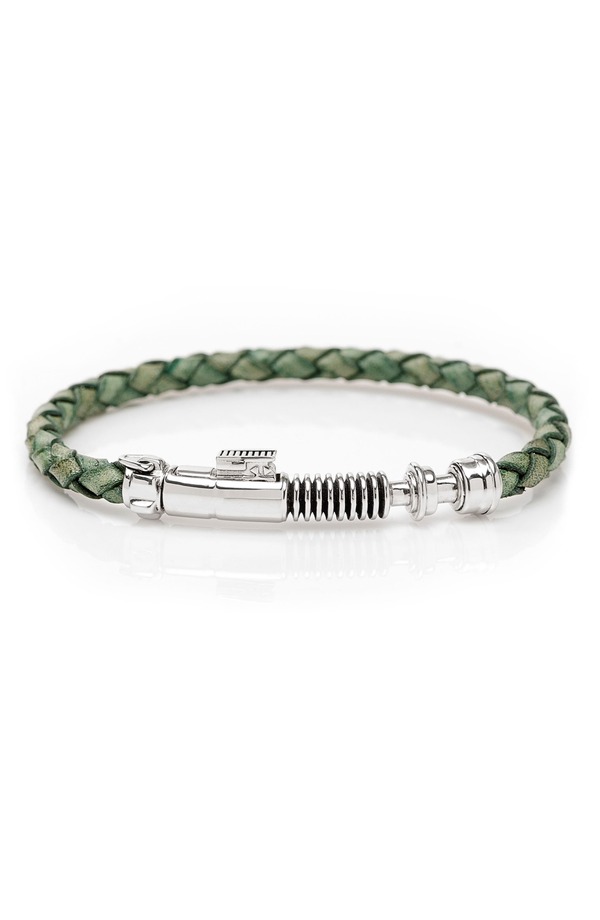 カフリンク メンズ アクセサリー ブレスレット・バングル・アンクレット レザー Cufflinks, Inc. Men's Luke Skywalker Lightsaber Braided Leather Bracelet GREEN グリーン｜ReVida 店