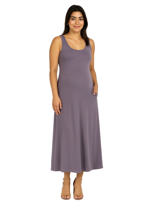 24 セブンコンフォート レディース トップス ワンピース ノースリーブ マタニティ マキシ 24seven Comfort Apparel Maternity Scoop Neck Sleeveless Maxi Dress with Pockets (Maternity) Mauve|ReVida 店