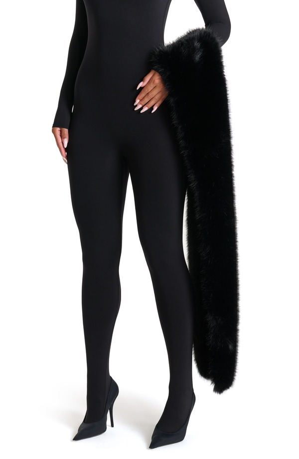 ネイキッドワードローブ レディース アクセサリー マフラー・ストール・スカーフ Naked Wardrobe Faux Fur Shawl BLACK ブラック｜ReVida 店