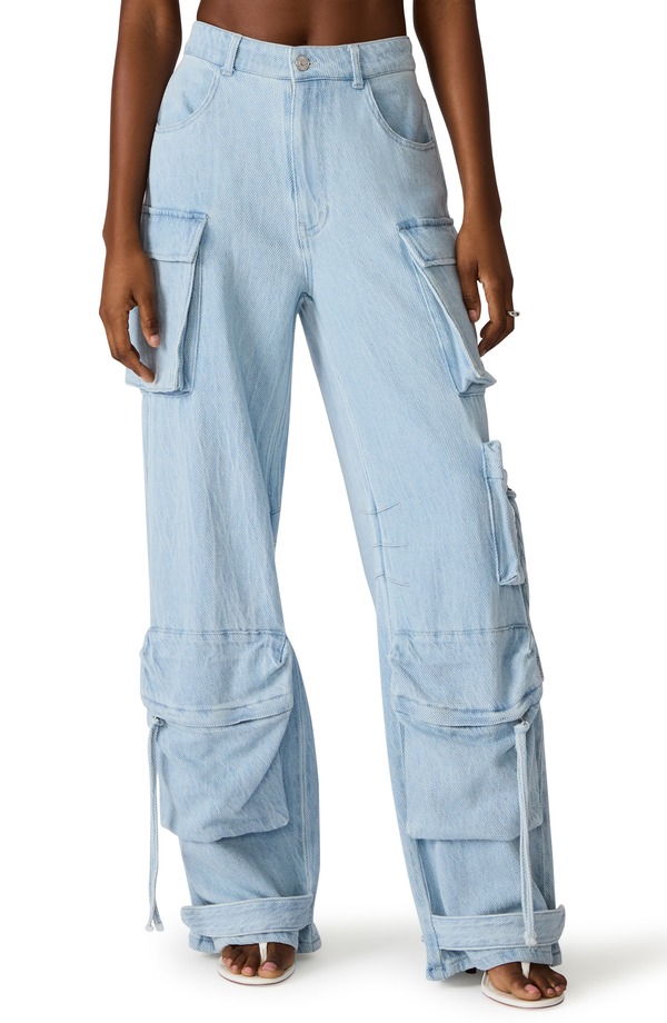 スティーブ マデン レディース ボトムス デニムパンツ ジーンズ Steve Madden Cargo Jeans FADED BLUE ブルー|ReVida 店