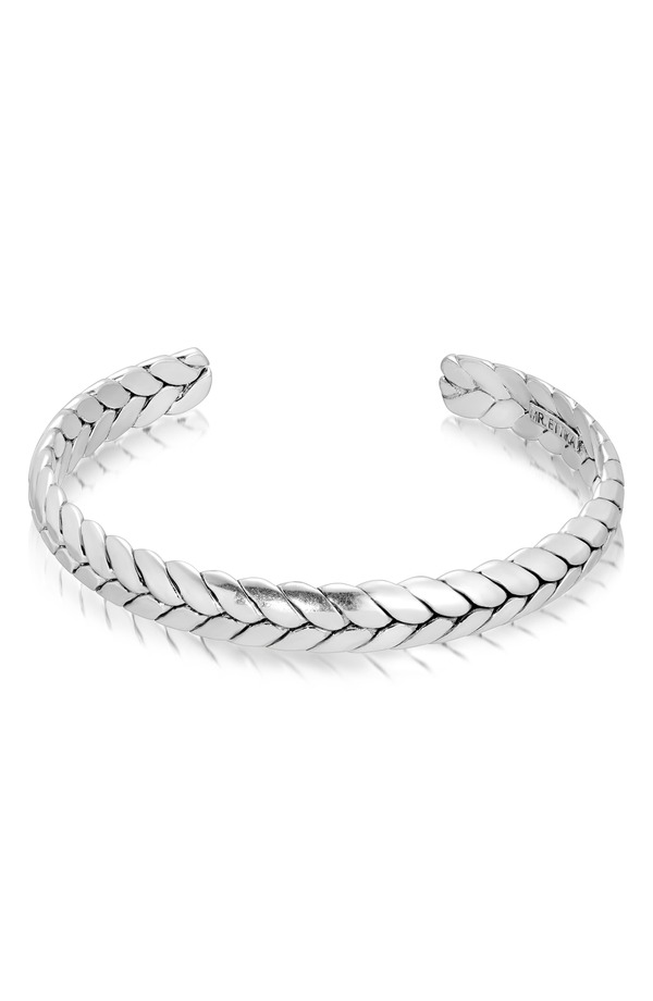 エティカ メンズ アクセサリー ブレスレット・バングル・アンクレット Mr. Ettika Men's Braided Cuff Bracelet SILVER シルバー|ReVida 店