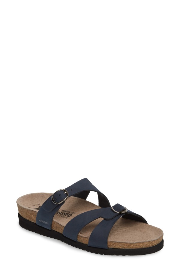 メフィスト レディース シューズ ヒール サンダル Mephisto 'Hannel' Sandal Navy Nubuck Leather ネイビー｜ReVida 店