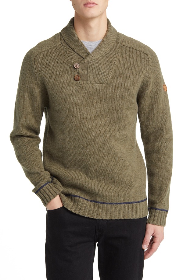 フェールラーベン メンズ アウター パーカー・スウェット レギュラーフィット セーター Fjllrven Lada Regular Fit Shawl Collar Sweater Laurel Green グリーン