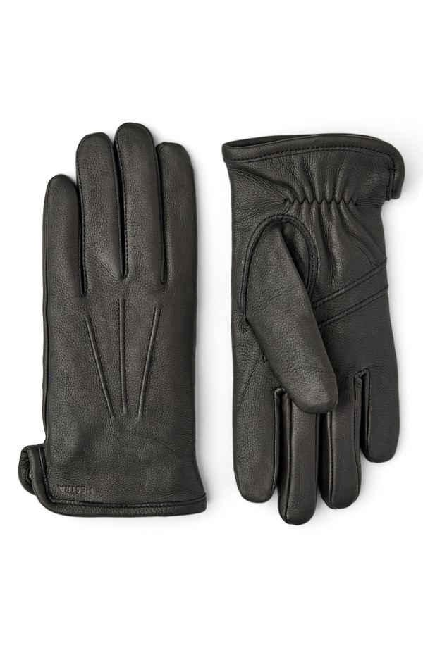 ヘストラ メンズ 付属物 グローブ なめし革 Hestrandrew Leather Gloves Black 黒いこと