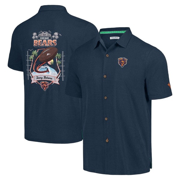 トッミーバハマ メンズ トップス シャツ Men's Tommy Bahama Navy Chicago Bears Tidal Kickoff Camp Button-Up Shirt Navy ネイビー|ReVida 店