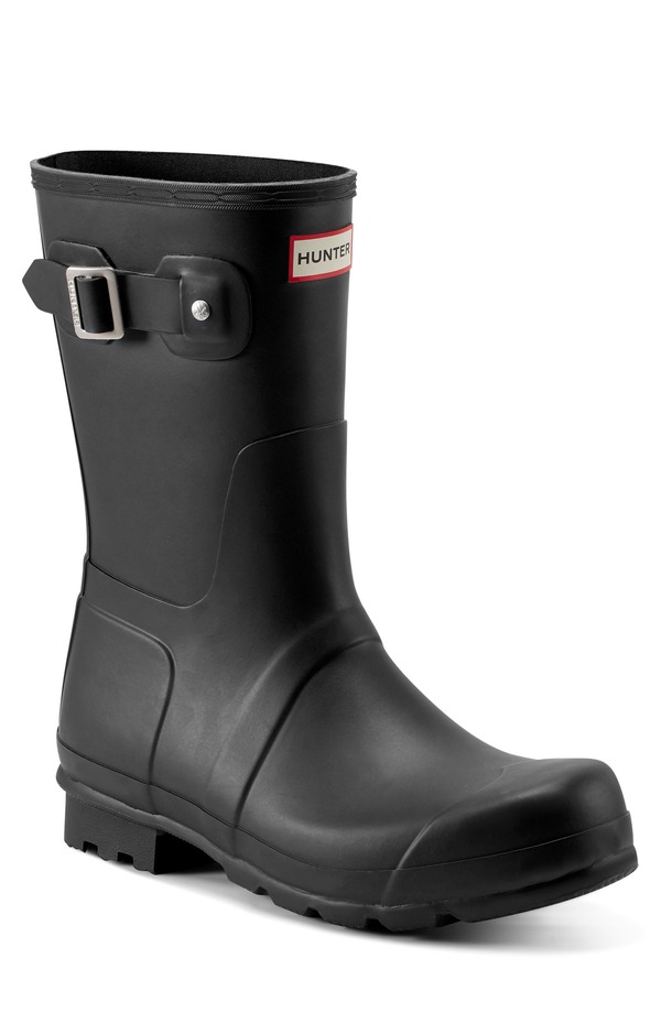 山立ち メンズ シューズ ブーツ・レインブーツ Hunter Waterproof Original Short Boot Black 黒いこと