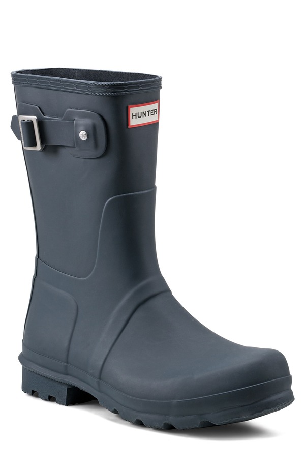 山立ち メンズ シューズ ブーツ・レインブーツ Hunter Waterproof Original Short Boot Navy 米国海軍