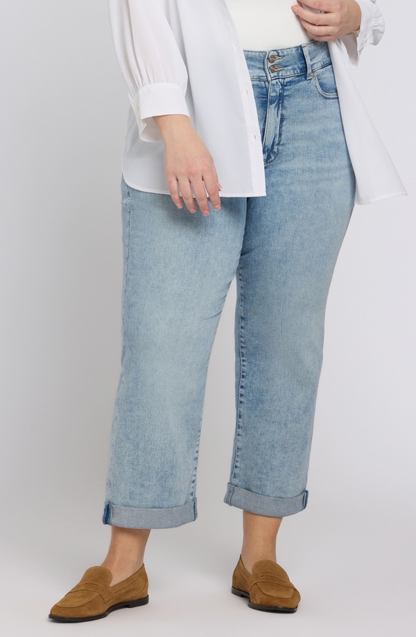 エヌワイディージェイ レディース ボトムス デニムパンツ ストレート ハイウエスト プラスサイズ ジーンズ NYDJ Bailey High Waist Crop Relaxed Straight Leg Jeans (Plus) KEYS VIEW｜ReVida 店