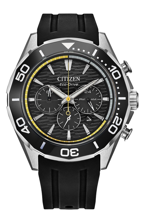 シチズン メンズ アクセサリー 腕時計 Citizendeavor Eco-Drive Chronograph Synthetic Strap Watch 43mm BLACK ブラック｜ReVida 店 97,240円