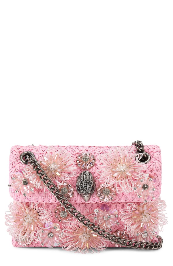 カートジェイガーロンドン レディース バッグ ミニ Kurt Geiger London Mini Kensington Raffia Convertible Shoulder Bag PINK ピンク｜ReVida 店