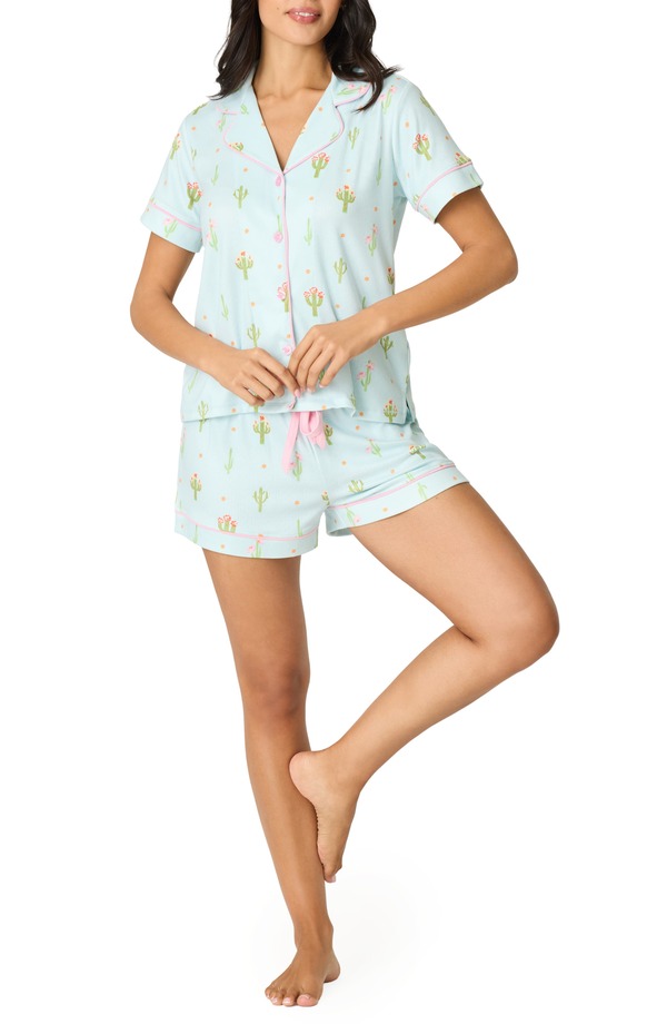 ピージェイサルベージ レディース アンダーウェア ナイトウェア PJ Salvage Feelin Prickly Short Pajamas TINTED AQUA アクア｜ReVida 店