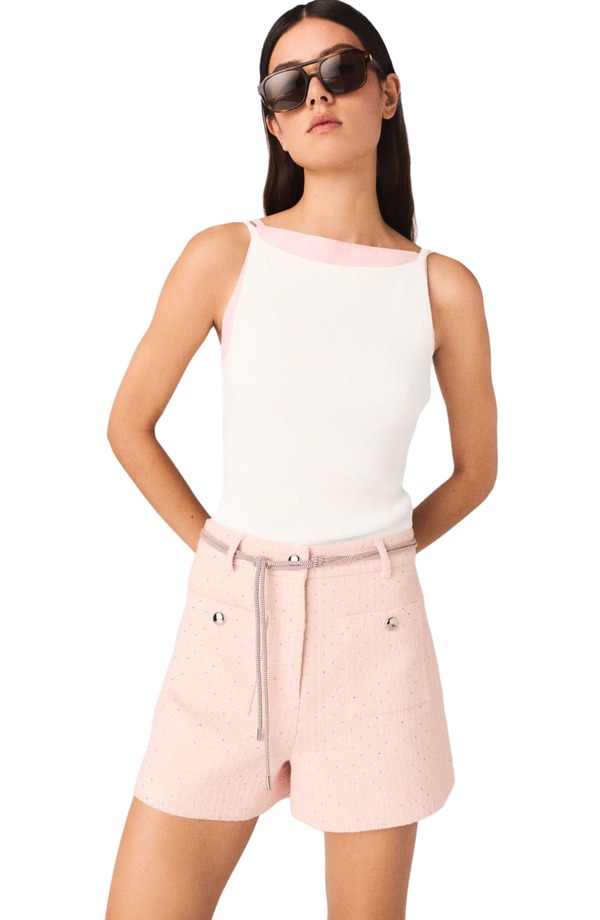 マージュ レディース トップス シャツ maje High straight-neck top White ホワイト|ReVida 店