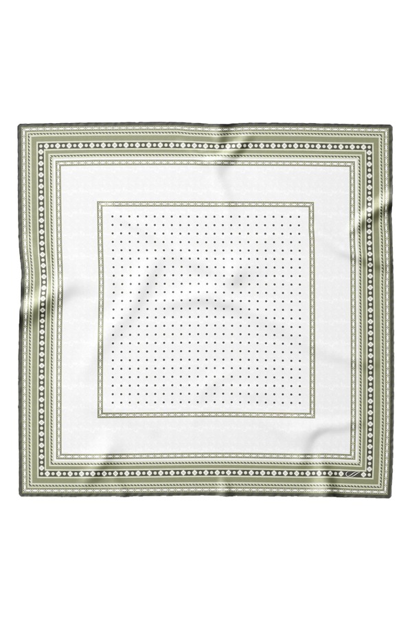 エリザベッタ レディース アクセサリー マフラー・ストール・スカーフ シルク Elizabetta Verona - Hand Rolled Silk Neckerchiefor Men White and Sage ホワイト|ReVida 店