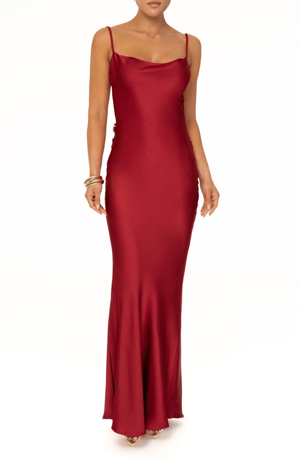 ジェイラックスレーベル レディース トップス ワンピース オープンバック サテン ダウン JLUXLABEL Down the Aisle Open Back Satin Gown RED レッド｜ReVida 店