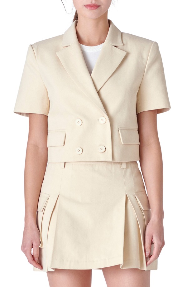 イングリッシュファクトリー レディース アウター ジャケット・ブルゾン ブレザー English Factory Short Sleeve Double Breasted Blazer BEIGE ベージュ|ReVida 店