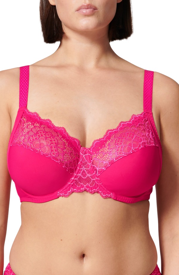シモーヌペレール レディース アンダーウェア ブラジャー Simone Perele Caresse Underwire Full Cup Bra TEABERRY PINK ピンク｜ReVida 店