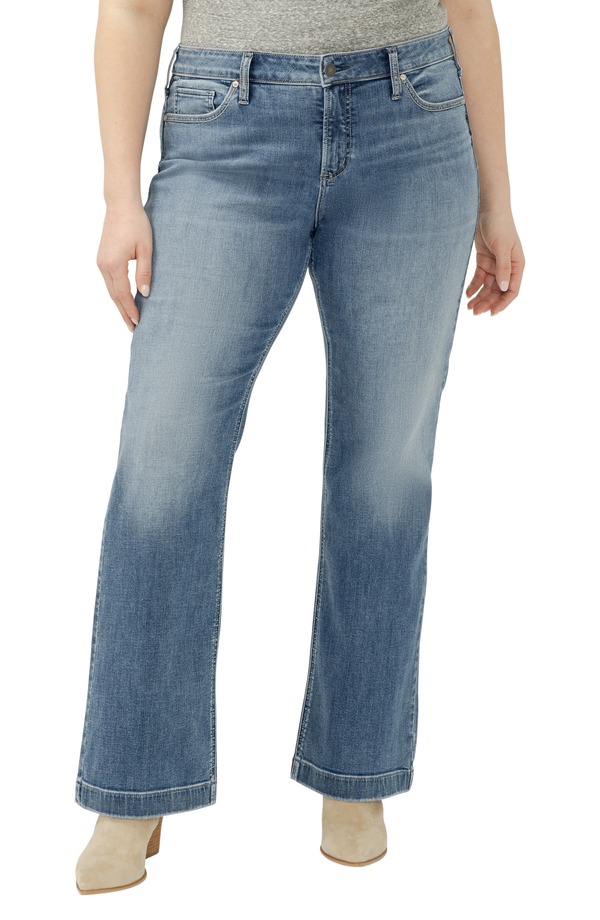 シルバー ジーンズ レディース ボトムス デニムパンツ ブーツカット プラスサイズ ブーツ Silver Jeans Co. Elyse Curvy Mid Rise Bootcut Jeans (Plus) SATURDAY MORNING|ReVida 店