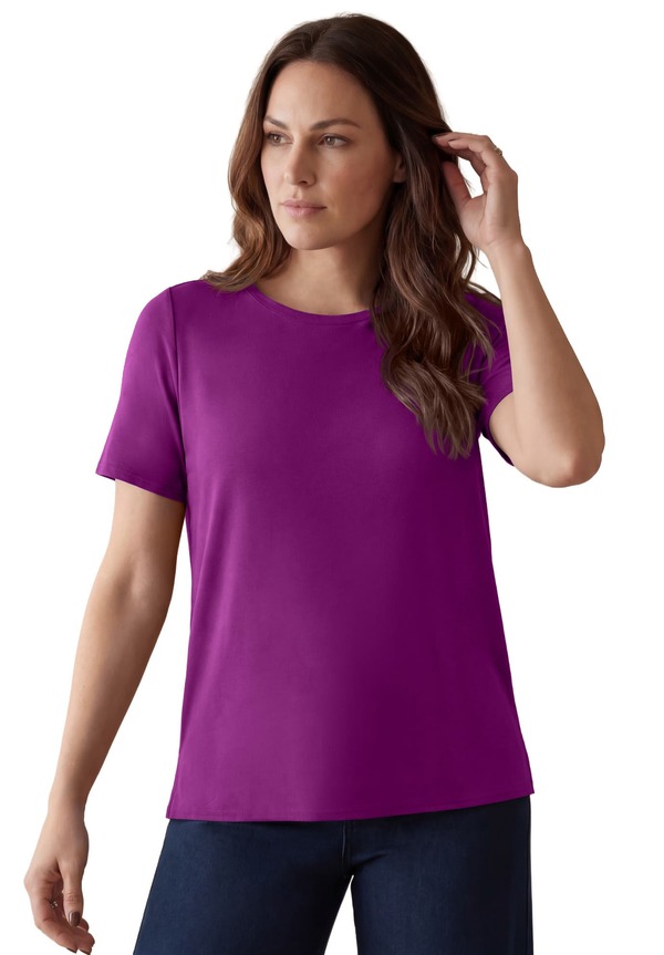 ジェシカロンドン レディース トップス シャツ プラスサイズ Jessica London Uptown Refined Tee (Plus Regular) PURPLE TULIP パープル｜ReVida 店 11,146円