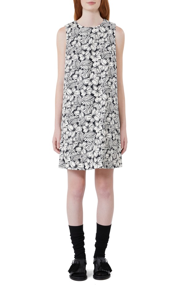 ウィークエンド マックスマーラ レディース トップス ワンピース フラワー柄 コットン フラワー Weekend Max Mara Giallo Floral Stretch Cotton Shift Dress BLACK ブラック|ReVida 店