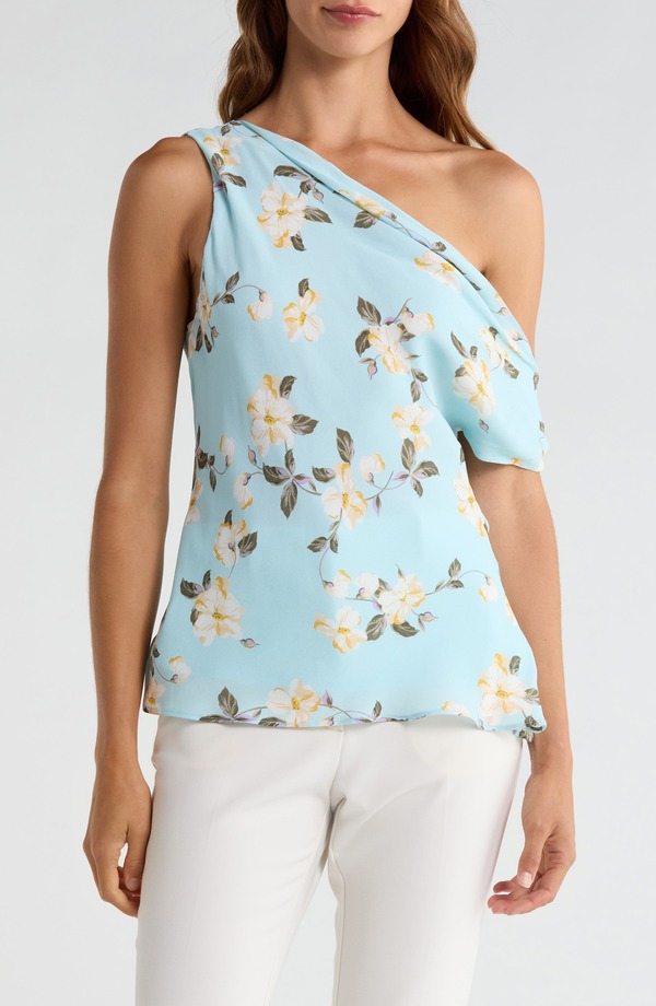 フェイバリット ドーター レディース トップス シャツ フラワー柄 ワンショルダー フラワー Favorite Daughter The Side Note One-Shoulder Floral Top AQUA FLORAL アクア|ReVida 店