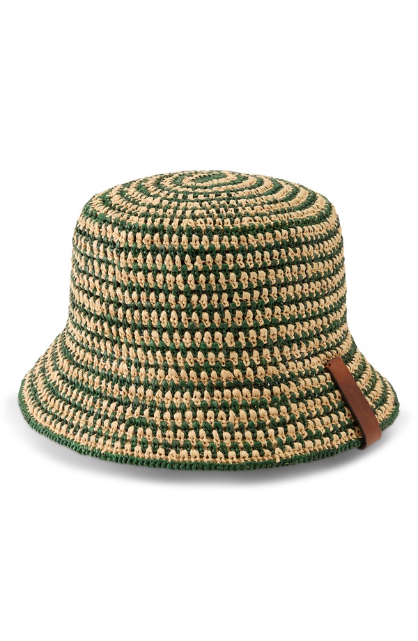 ヘレンカミンスキー レディース アクセサリー 帽子 Helen Kaminski Shashika Raffia Crochet Bucket Hat NATURAL/ EMERALD エメラルド|ReVida 店