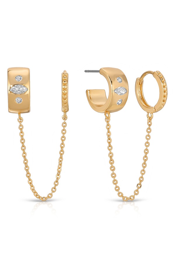 エティカ レディース アクセサリー ピアス・イヤリング Ettika Double Piercing Chain Drop Earrings GOLD ゴールド|ReVida 店