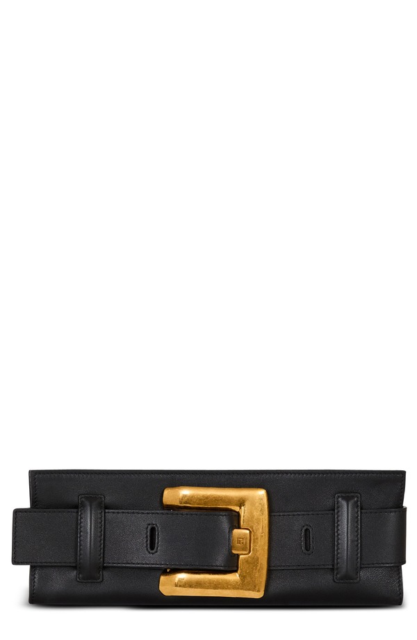 バルマン レディース バッグ レザー Balmain Anthem Leather Clutch 0PA BLACK ブラック|ReVida 店
