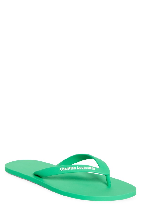 クリスチャン・ルブタン メンズ シューズ スニーカー ロゴ Christian Louboutin Logo Embossed Rubber Flip Flop (Men) E602-PRIMARY GREEN グリーン|ReVida 店