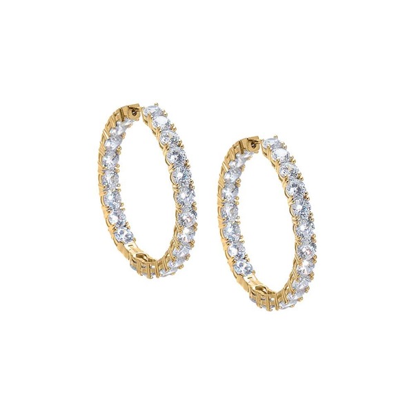 バイ アディナ エデン レディース アクセサリー ピアス・イヤリング BY ADINA EDEN CZ Fancy In & Out Hoop Earrin gold - 35 MM ゴールド|ReVida 店