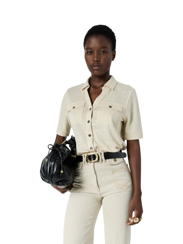 ジェラルド・ダレル レディース トップス シャツ リネン GERARDAREL Moana Open Collar Linen Shirt Natural|ReVida 店