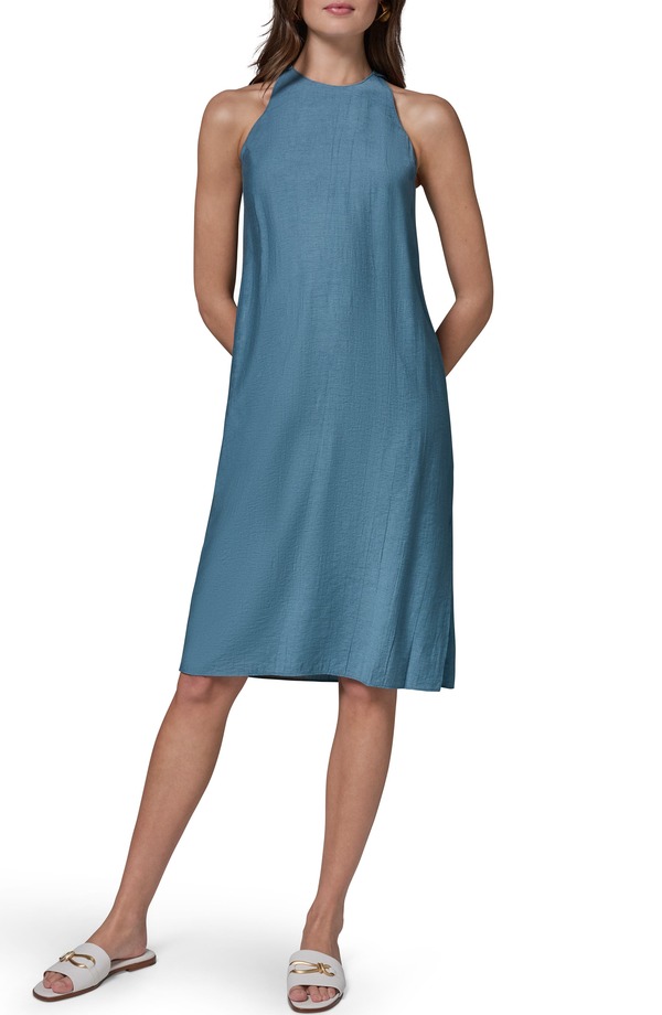 ダナ キャラン ニューヨーク レディース トップス ワンピース ミディ ノースリーブ Donna Karanew York Sleeveless Midi Dress WASHED INDIGO インディゴ|ReVida 店